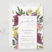 Burgund Gelb Rosa Flora Foto Abschluss laden Dankeskarte (Vorderseite)