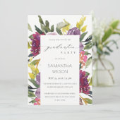 Burgund Gelb Rosa Flora Foto Abschluss laden Dankeskarte (Stehend Vorderseite)