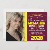 Burgund & Gelber Abschluss Foto Einladung (Vorderseite)