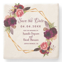 Burgund geometrische Hochzeit speichern das Datum