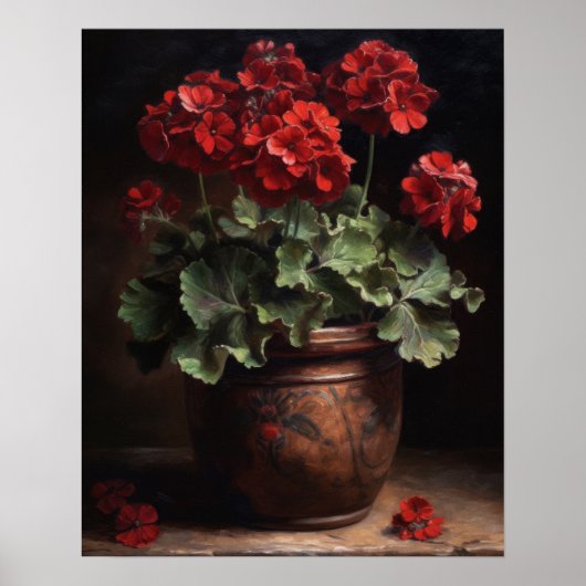 Burgund Geranium Blume Art Print Poster (Vorne)