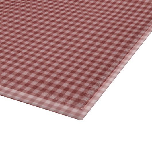 Burgund Gingham-15x11 GLASS CUTTING BOARD Schneidebrett (Ecke)
