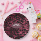 Burgund Glam Foil Glitzer Tiger Streifen Pappteller (Party)