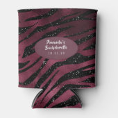 Burgund Glam Foil Glitzer Tiger Streifen Party Dosenkühler (Vorderseite)