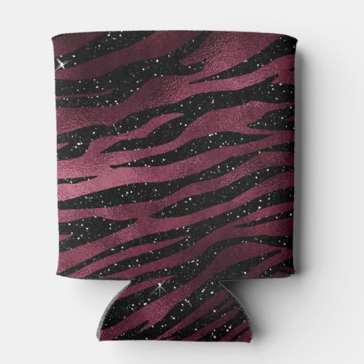 Burgund Glam Foil Glitzer Tiger Streifen Party Dosenkühler (Rückseite)