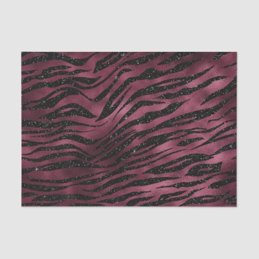 Burgund Glam Foil Glitzer Tiger Streifen Seidenpapier (Vorderseite)