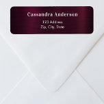 Burgund glamouröse Rücksendeadresse<br><div class="desc">Ein bordeauxfarbener Hintergrund. Personalisieren Sie Ihren Namen und Ihre Adresse und fügen Sie diese hinzu. Ideal für Hochzeitsfeiern,  Brautparty,  Babyduschen oder Geburtstagsfeiern.</div>