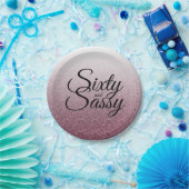 Burgund Glitzer Ombre 60 und Sassy 60. Geburtstag Pappteller (Party)