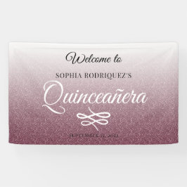 Burgund Glitzer Quinceañera 15. Geburtstag Willkom Banner