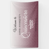 Burgund Glitzer Quinceañera 15. Geburtstag Willkom Banner (Vertikal)