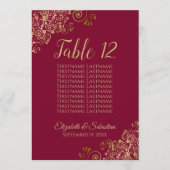 Burgund & Gold 10 Name Hochzeitskarte (Vorderseite)