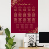 Burgund & Gold 19 Hochzeitstisch-Seating-Chart Poster (Heimbüro)
