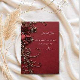 Burgund Gold 3D Blumen Hochzeit Danksagungskarte Dankeskarte