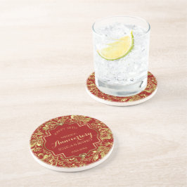 Burgund & Gold 50. Hochzeitstag Getränkeuntersetzer