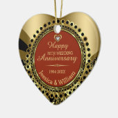 Burgund & Gold 50. Hochzeitstag Keramik Ornament (Links)