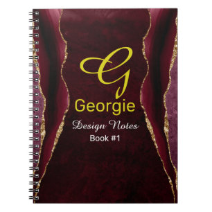Burgund & Gold Achat Wasserfarben Notizbuch Notizblock