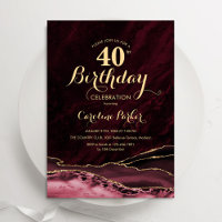 Burgund Gold Agate 40. Geburtstag