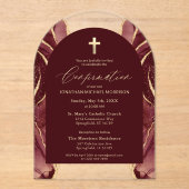 Burgund Gold Agate Bestätigung Modernes Elegant Acryleinladungen (Vorderseite)