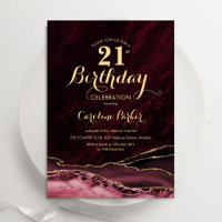 Burgund Gold Agate Marble 21. Geburtstag