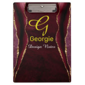 Burgund & Gold Agate Wasserfarbe Klemmbrett (Vorderseite)