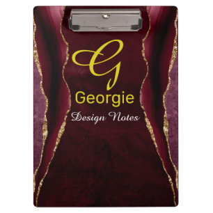 Burgund & Gold Agate Wasserfarbe Klemmbrett