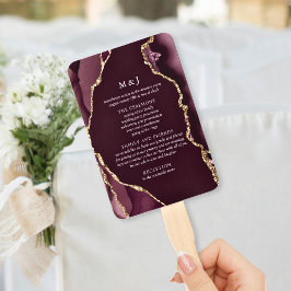 Burgund & Gold Agate Wedding Programm Fächer