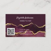 Burgund Gold Age Marmor eleganten modernen QR-Code Visitenkarte (Rückseite)