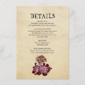 Burgund Gold Alice im Wunderland Hochzeitdetails Begleitkarte (Vorderseite)