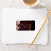 Burgund & Gold Aquarellmarburg Agate Gilded Adressaufkleber (Insitu)