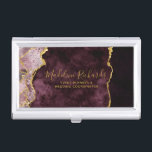 Burgund & Gold Aquarellmarburg Agate Gilded Visitenkarten Dose<br><div class="desc">Burgundy Watercolor & Gold Foil Wasserfarbe Marmor Agate Gilded Geode Design,  mit modernen und Script-Schriftart. Trendy und Chic Business Card Case! ~ Karo mein Shop zu sehen,  die gesamte Suite für dieses Design!</div>