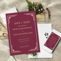 Burgund Gold Art Deco Black Tie Gatsby Hochzeit