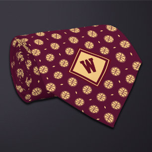 Burgund Gold Basketball Icon Krawatte
