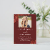 Burgund & Gold Beerdigung Gedenkstätte Danke Karte (Stehend Vorderseite)