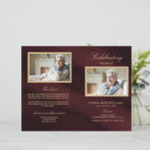 Burgund & Gold Beerdigung Programm | Dienstplan (Stehend Vorderseite)