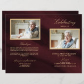 Burgund & Gold Beerdigung Programm | Dienstplan (Vorne/Hinten)