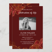 Burgund & Gold Beerdigung zum Leben Einladung (Vorne/Hinten)