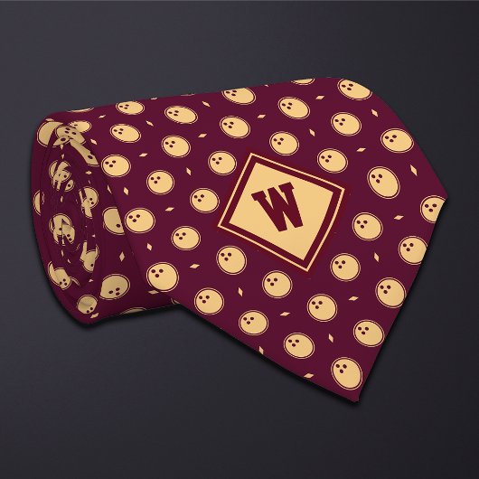 Burgund Gold Bowling Ball Icon Krawatte