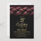 Burgund Gold Braid 21. Geburtstag Party Einladung (Vorderseite)