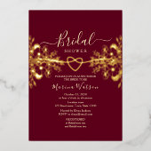 Burgund-Gold-Brautparty Folieneinladung (Vorderseite)