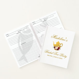 Burgund Gold Brautparty Tee Party Rezept Notizblock