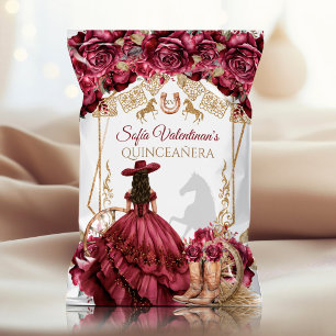 Burgund Gold Charra Quinceanera Chip-Tüte Flyer