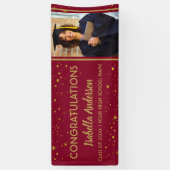 Burgund Gold Confetti Grad Foto Abschluss 2025 Banner (Vertikal)