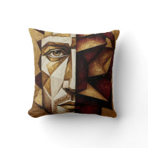Burgund Gold Cubist Mann - Texturiertes Abstract 
