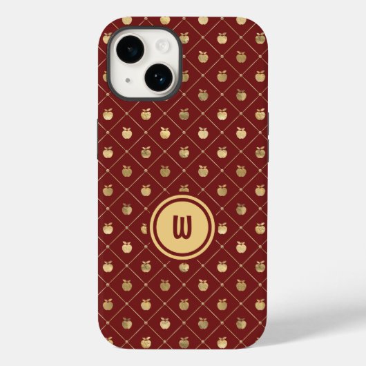 Burgund-Gold-Diagonal-Apple-Muster Case-Mate iPhone Hülle (Rückseite)