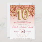 Burgund Gold Einladung zum zehnten Hochzeitstag (Vorderseite)