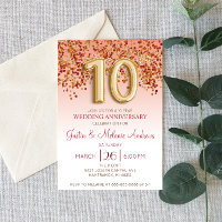 Burgund Gold Einladung zum zehnten Hochzeitstag