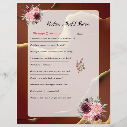 🤵 Burgund Gold Elegante Abstrakte Hochzeit (Rückseite)