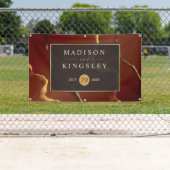 🤵 Burgund Gold Elegante Abstrakte Hochzeit Banner (Insitu)