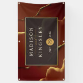 🤵 Burgund Gold Elegante Abstrakte Hochzeit Banner (Vertikal)