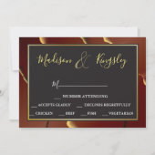 🤵 Burgund Gold Elegante Abstrakte Hochzeit Einladung (Rückseite)